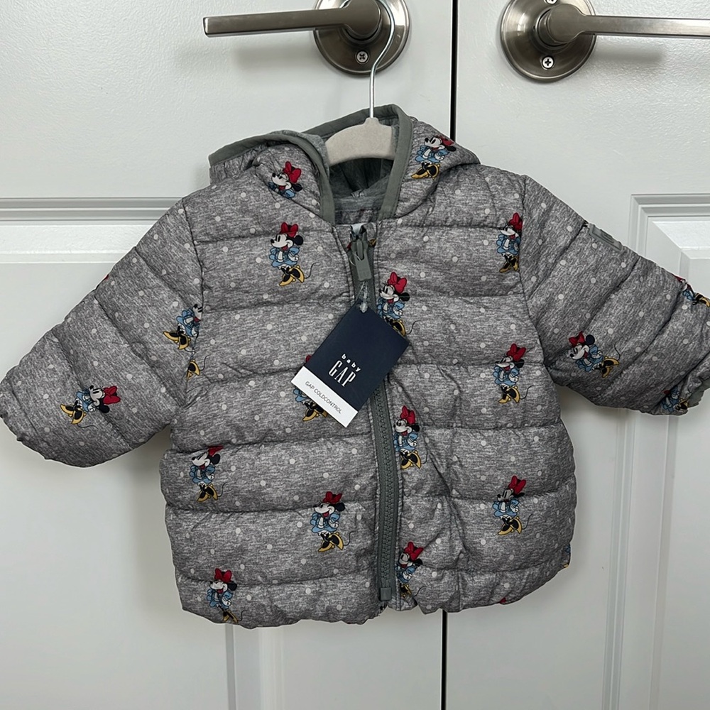 NWT baby Gap Disney Minnie Mouse puffer water-resistant jacket